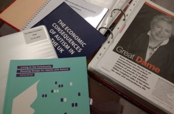 A photo of some of the files and documents donated to the UK Philanthropy Archive.