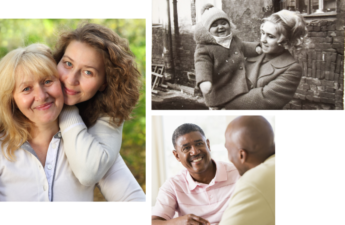 Three images of people who have found out more about their histories using Family Connect